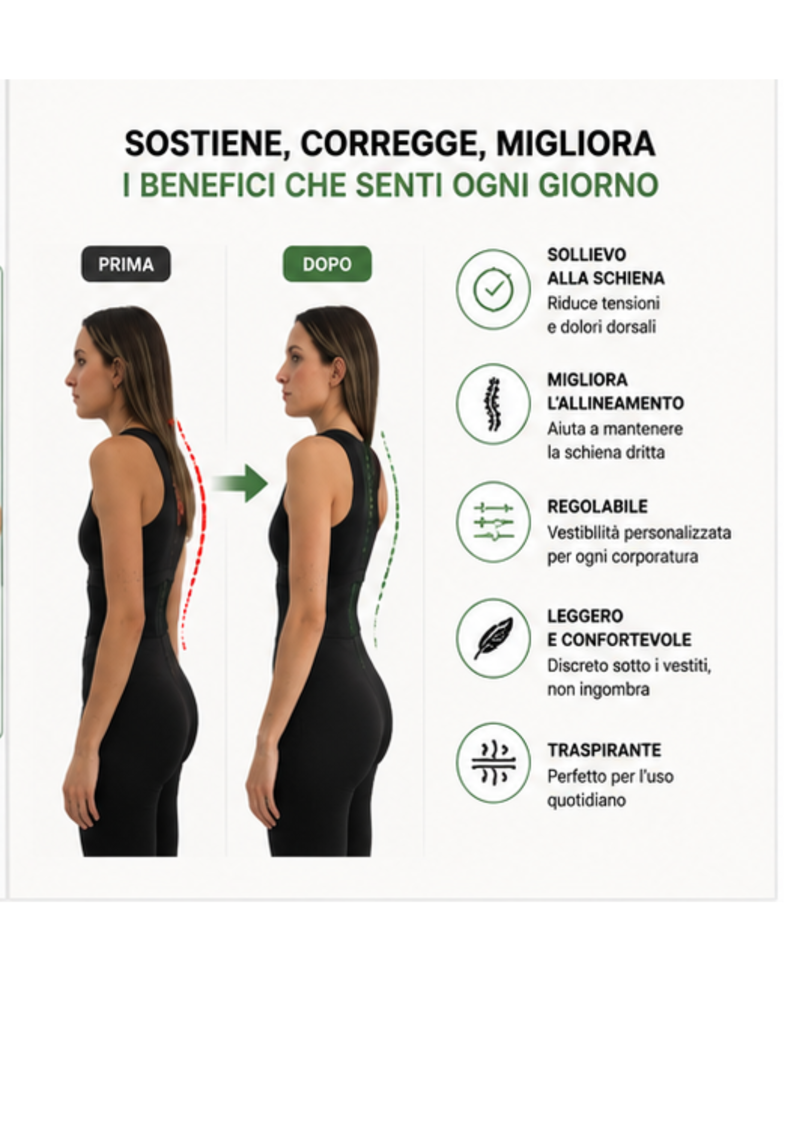 Correttore posturale indossato - vista posteriore